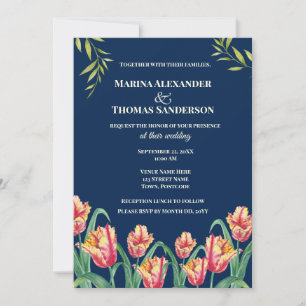 Invitación de Boda Acuarela Tulipanes Loro Amarill