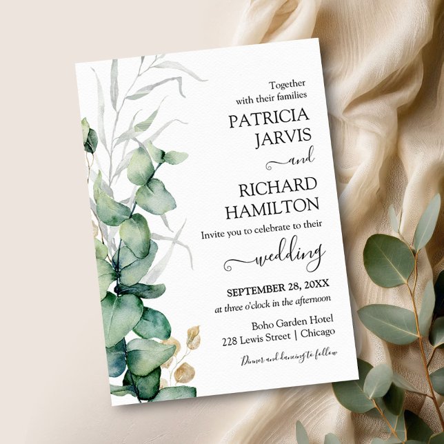 Invitación de boda acuarela verde (Subido por el creador)
