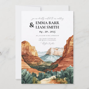 Invitación de boda acuarela Zion National Park