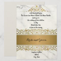 Invitación de Boda Adornada con Efecto de Mármol