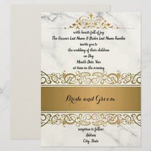 Invitación de Boda Adornada con Efecto de Mármol