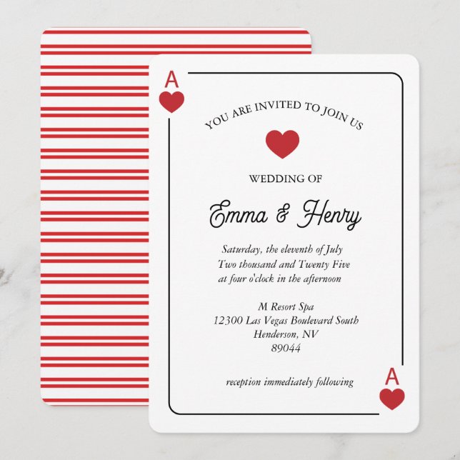 Invitación de boda Afortunado en el amor  (Anverso / Reverso)