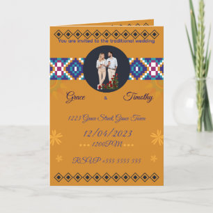Invitación de boda africana Patrón dorado y Kent