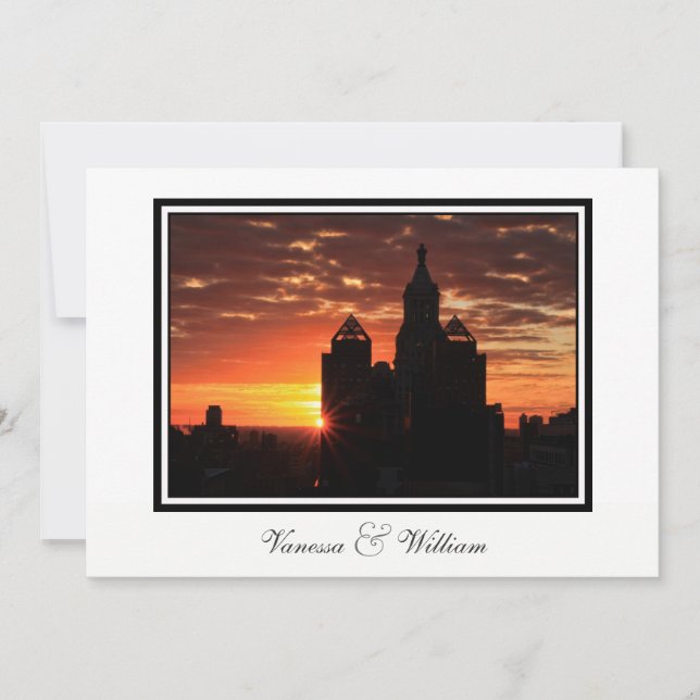 Invitación de boda al amanecer en el horizonte de  (Anverso)