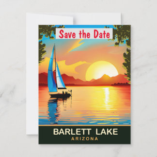 Invitación de boda al atardecer en el lago Bartlet