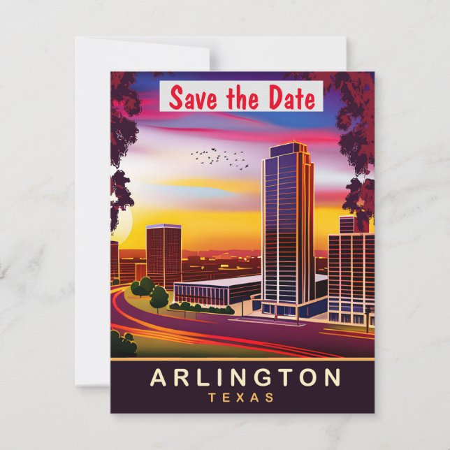 Invitación de boda al atardecer en la ciudad de Ar (Anverso)