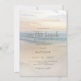 Invitación de boda al atardecer en la playa