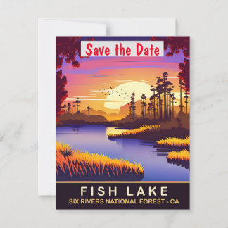 Invitación de boda al bosque del lago Fish Califor
