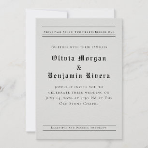 Invitación de Boda al Estilo Periódico