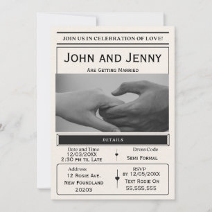 Invitación de Boda al Estilo Periódico Personali