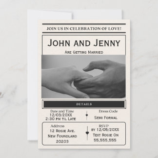 Invitación de Boda al Estilo Periódico | Personali