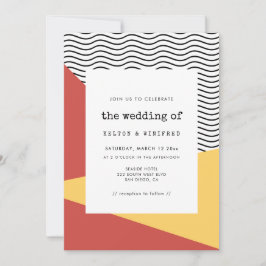 invitación de boda al estilo pop art de Memphis de