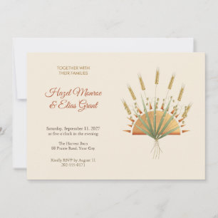 Invitación de boda al sol de trigo y hierba temblo