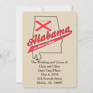 Invitación de boda Alabama Heart of Dixie