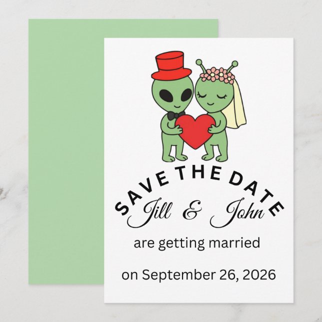 Invitación de boda Alien Save The Date  (Anverso / Reverso)