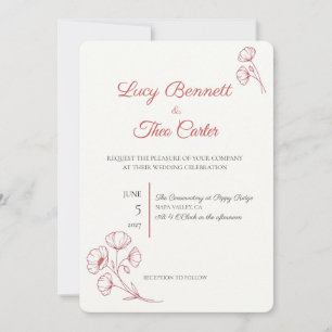 Invitación de boda Amapola Escarlata