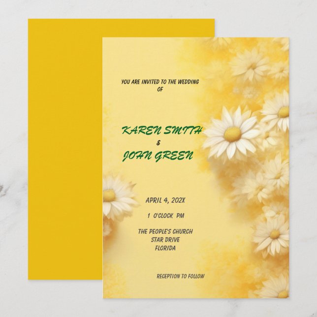 INVITACIÓN DE BODA AMARILLA (Anverso / Reverso)