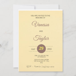 Invitación de boda amarilla ámbar moderna