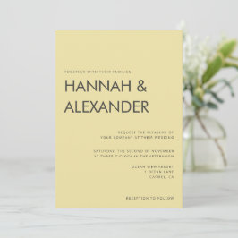 Invitación de boda amarilla cítrica de la isla