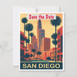 Invitación de boda amarilla de palmas de San Diego