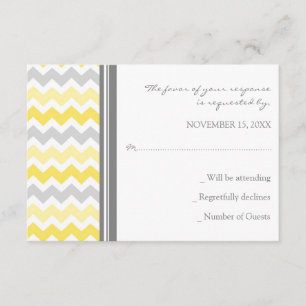 Invitación de boda amarilla gris de Chevron RSVP