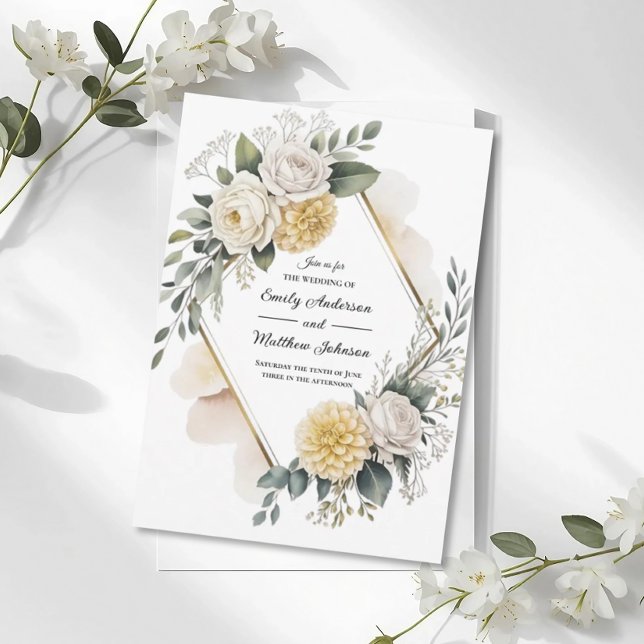 Invitación de boda amarilla y dorada (Subido por el creador)