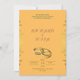 Invitación de boda amarilla y naranja profesional