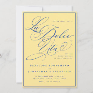 Invitación de Boda Amarillo Limón Azul La Dolce Vi