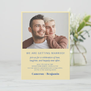 Invitación de boda Amarillo Mantequilla Azul Todo 