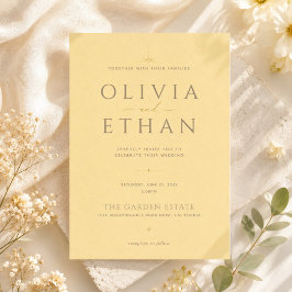 Invitación de Boda Amarillo Mantequilla | Moderno 