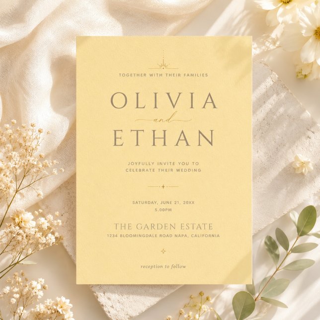 Invitación de Boda Amarillo Mantequilla | Moderno  (Subido por el creador)