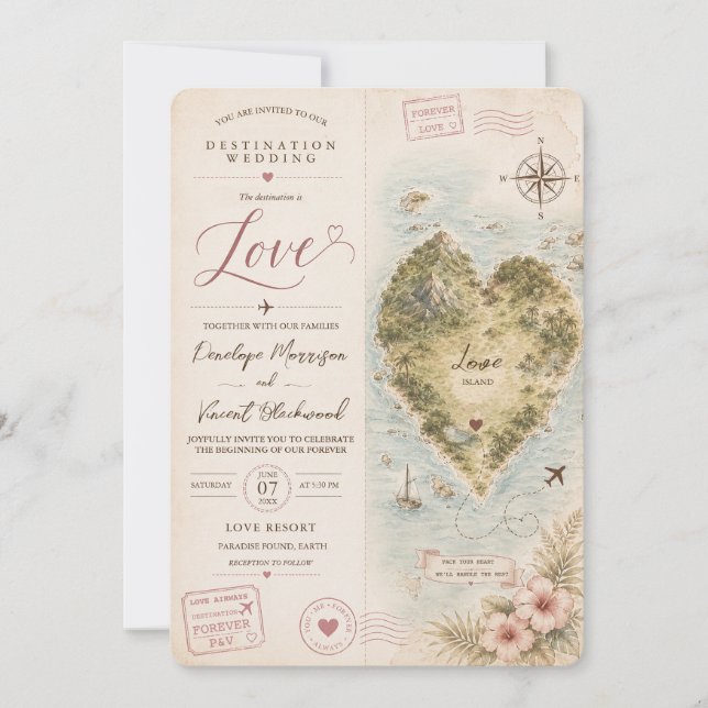 Invitación de boda: Amor Destino (Anverso)