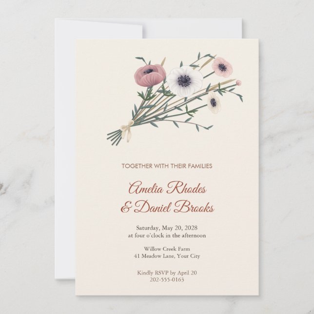 Invitación de boda Anemone Willow Bundle (Anverso)