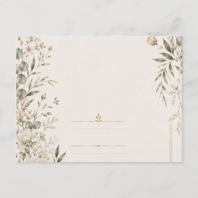 Invitación de Boda Antigua con Botánica Refinada (Anverso)
