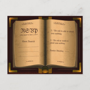 Invitación de boda antigua de RSVP del libro del