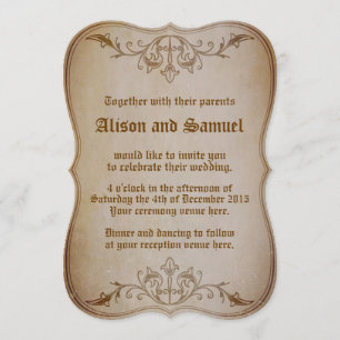 Invitación de boda antigua en sepia
