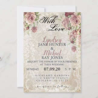 INVITACIÓN DE BODA ANTIGUA FLORAL