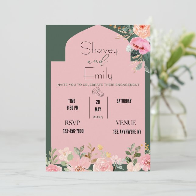 invitación de boda, anuncio de compromiso (Anverso de pie)