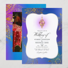 Invitación de boda árabe Bollywood con lámina de o