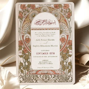 Invitación de Boda Árabe Naranja Quemada Islámica 