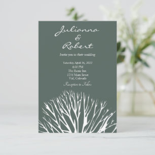 Invitación de boda árbol de la vida simple verde t