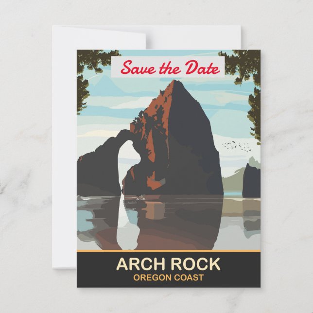 Invitación de boda Arch Rock Costa de Oregón (Anverso)
