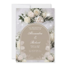 Invitación de boda Arco de Peonía Blanca Taupe Bri