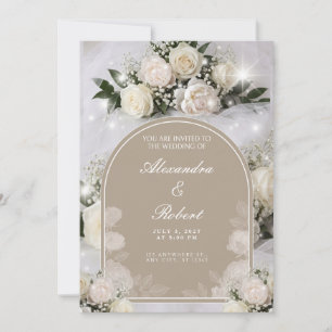 Invitación de boda Arco de Peonía Blanca Taupe Bri