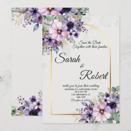 Invitación de Boda Arco Floral Púrpura Lavanda Dor