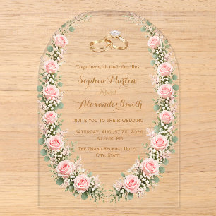 Invitación de Boda Arco Transparente con Rosas Ros