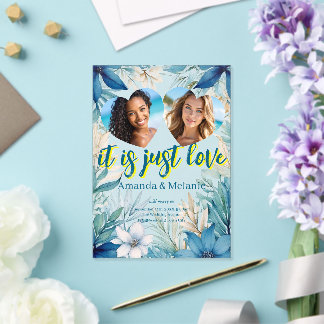 Invitación de boda arcoíris y tropical