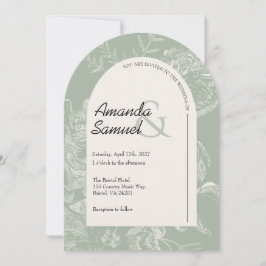 Invitación de boda arqueada con dibujo de línea