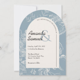 Invitación de boda arqueada con dibujo de línea