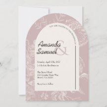 Invitación de boda arqueada con dibujo de línea